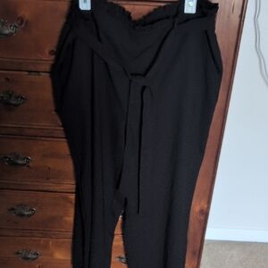 LC Lauren Conrad Black Paperbag-Waist Tie Track Pants